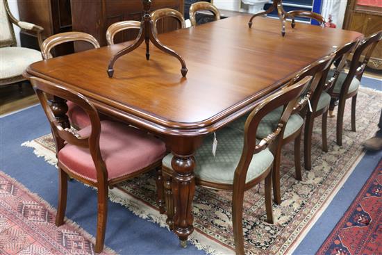 A Victorian style mahogany extending dining table W.245cm